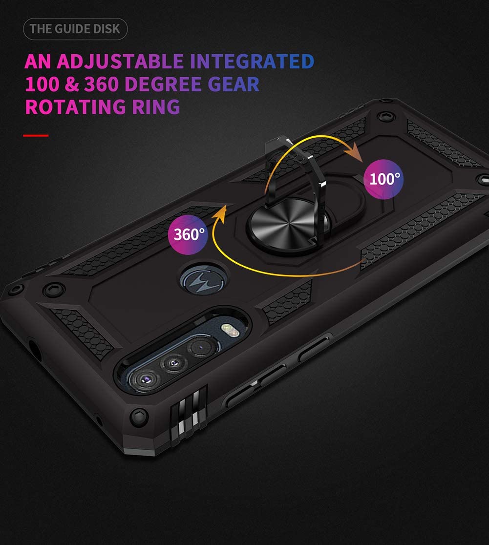 Protectores para celular  para Motorola  One Action Funda reforzada con anillo v2 Negro